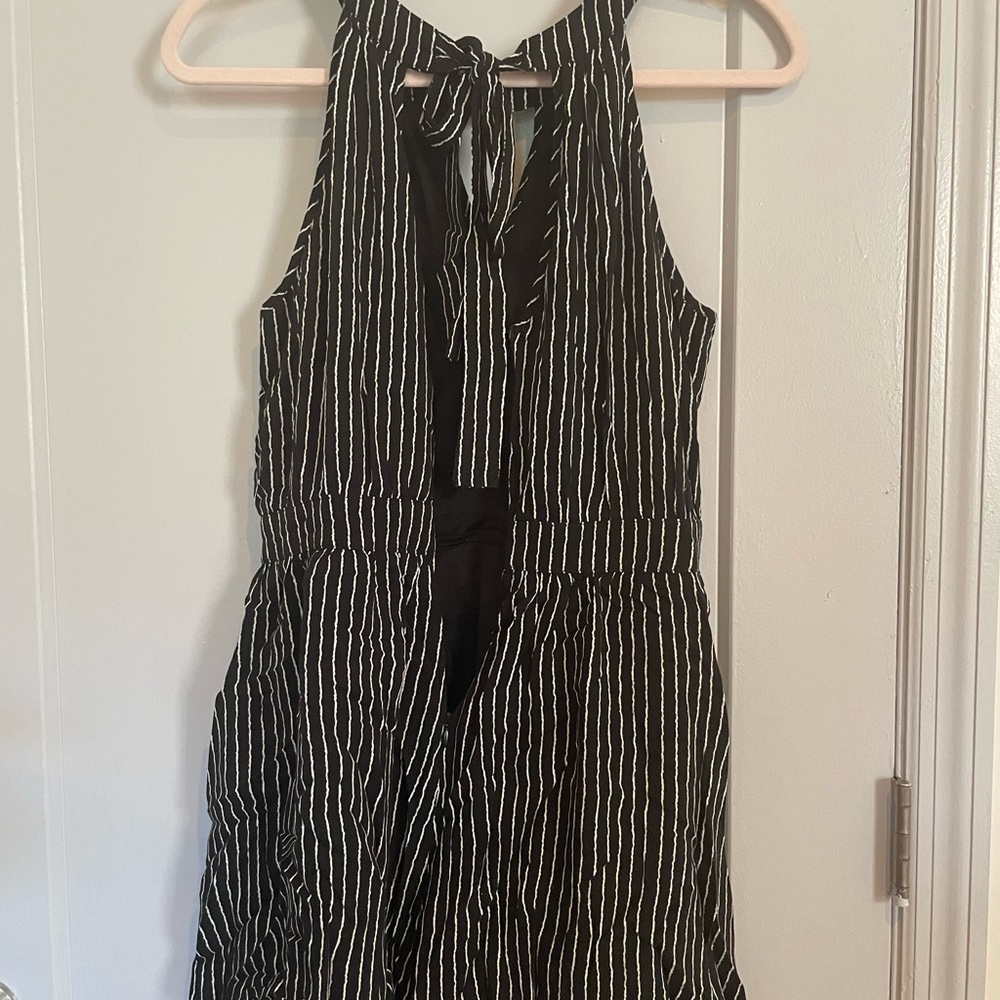 Black and White striped romper